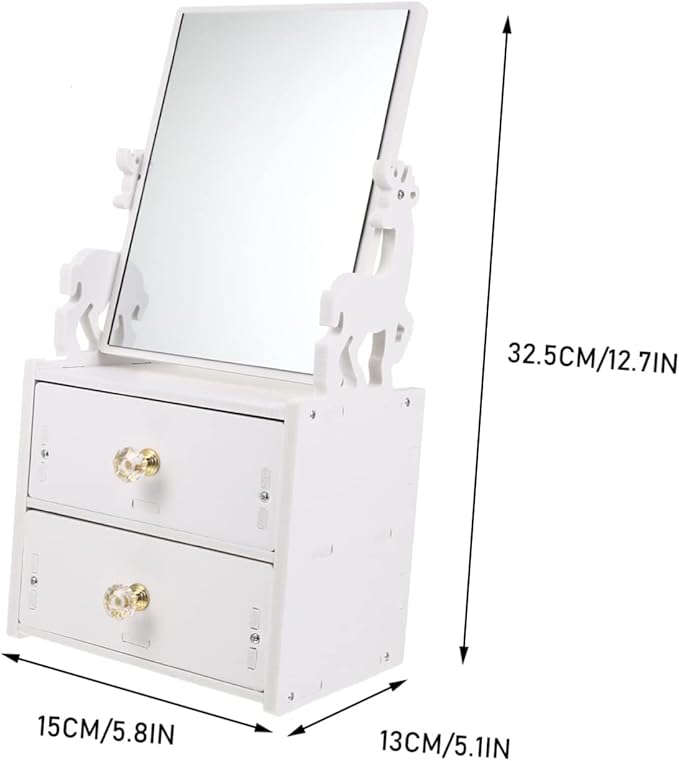 minkissy Elegant Tabletop Makeup Storage Box with Practical Mirror Design Versatile Organizer for Cosmetics Jewelry Accessories for Dresser Vanity and Bathroom Use