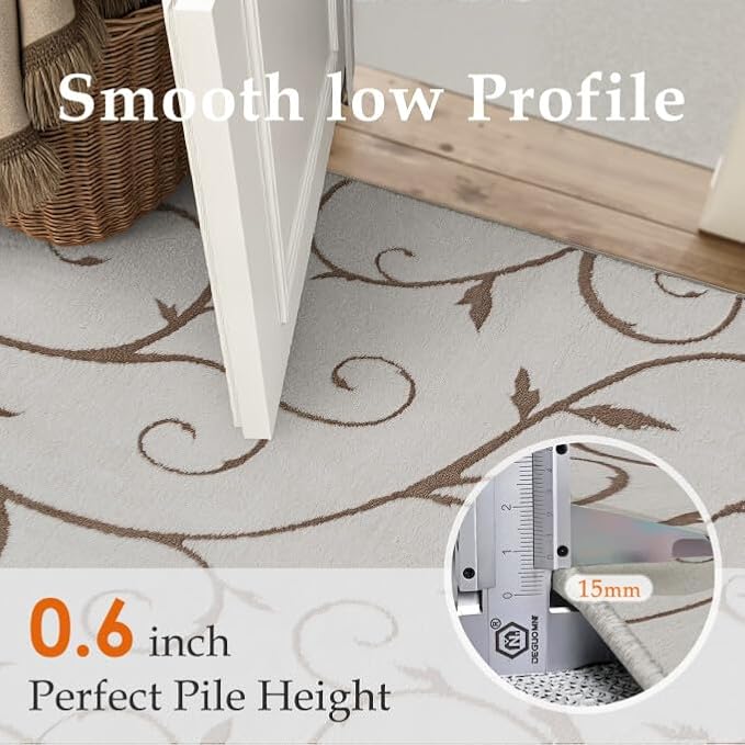 PureCozy Washable Neutral Area Rug 5x7 Beige Soft Shag Rugs for Living Room Modern Boho High Pile Non-Shedding Throw Rugs Non Slip Indoor Office Carpet for Playroom Bedroom Home Aesthetic Decor