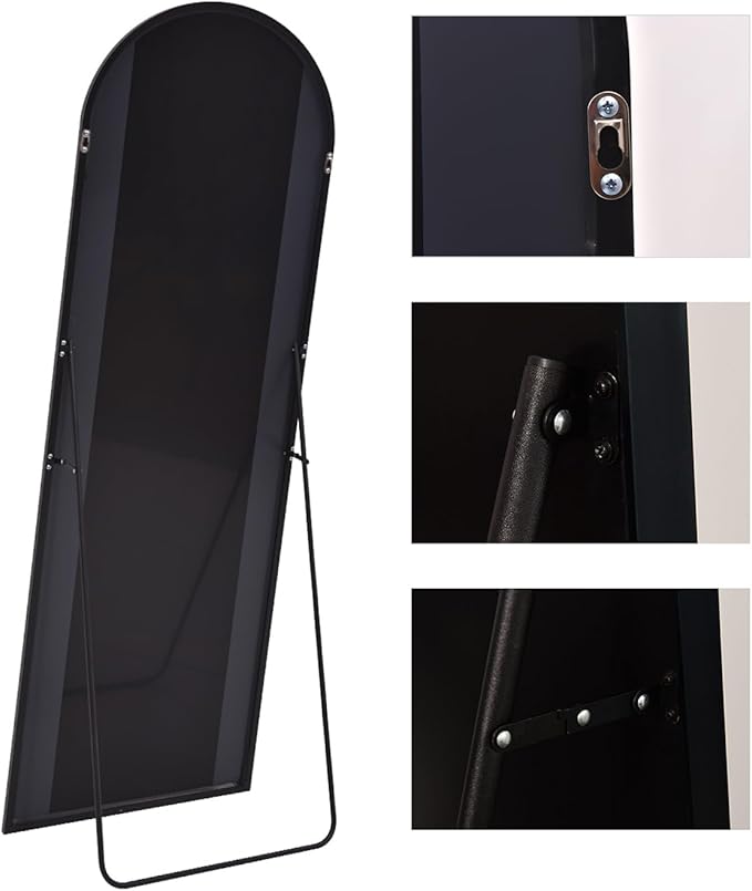 KOMCOTE Arch Mirror Full Length,Floor Length Mirror,Arched Floor Mirror,76''x34'' Wall Mirror Full Length,Oversized Floor Mirror,Bedroom Mirror Full Length,Black Floor Mirror Living Room Cloakroom