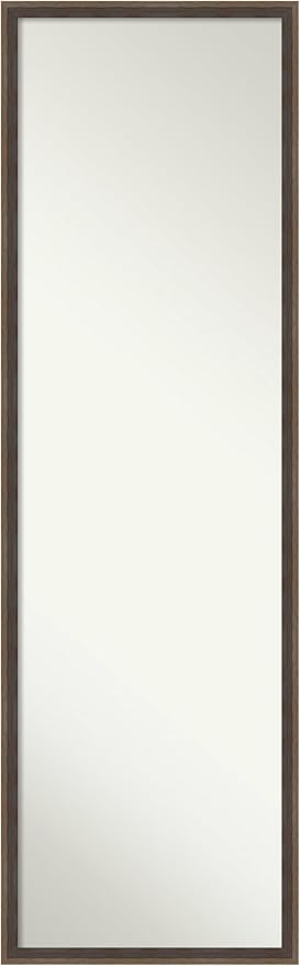 Amanti Art Brown Full Length Mirror for Door, 49x15 Hardwood Wedge Mocha Tall Wall Mirror Full Length, Mounted to Door or Closet Wall with no Visible Brackets, Modern Wood Frame, Bedroom Decor