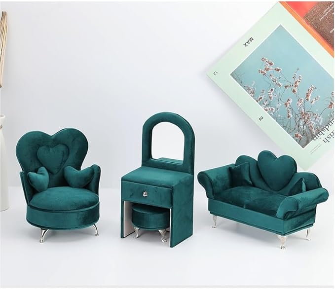 Jewelry Box Flannel Jewelry Organizer Small Sofa Shape Jewelry Organizer Makeup Mirror Ring Organizer Jewelry Makeup Organizer Jewelry Organizer Drawer Jewelry Boxes Organizer ( Color : Green , Size :