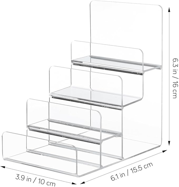 Cabilock 4-Tier Clear Acrylic Display Riser, Sturdy Tiered Organizer for Perfume Makeup Jewelry, Desktop/Retail Counter Display Stand for Home & Vendor