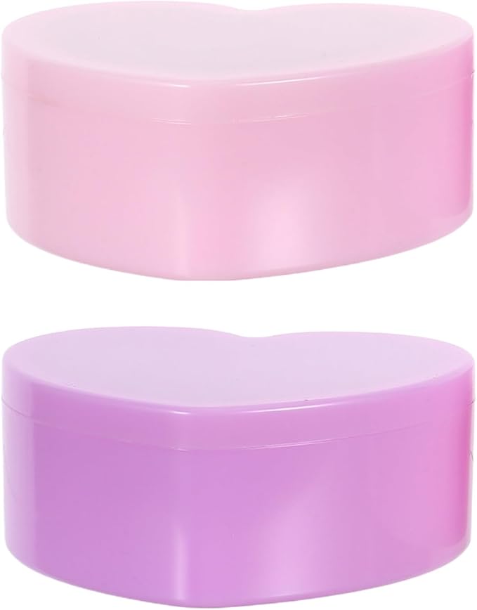 2pcs Heart-shaped Jewelry Box with Double-layer Plastic Organizer and Makeup Mirror, Small Trinket Storage Case for Hair Accessories and Teen Jewelry, Pink and Light Purple