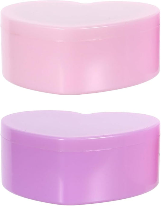 2pcs Heart-shaped Jewelry Box with Double-layer Plastic Organizer and Makeup Mirror, Small Trinket Storage Case for Hair Accessories and Teen Jewelry, Pink and Light Purple