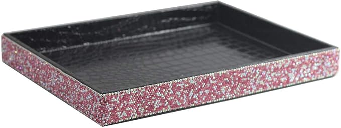 BestblingBling Classic Bling Rhinestone Jewelry or Makeup Storage Box Organizer Display Storage case for Desk or Table (Pink)