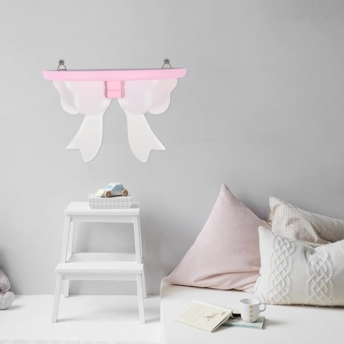 DOITOOL Bowknot Wall Shelf 7.87X5.11X3.93 Inch Indoor Floating Storage Rack Cute Bow Decor Wall-Mounted Organizer for Bedroom and Home Display