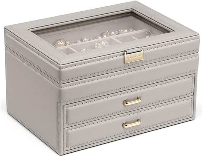 Makeup Organizers Artificial Leather Jewelry Box Drawer Storage Box Ring Earring Necklace Bracelet Watch Storage Box Multilayer Jewelry Box Jewelry Case