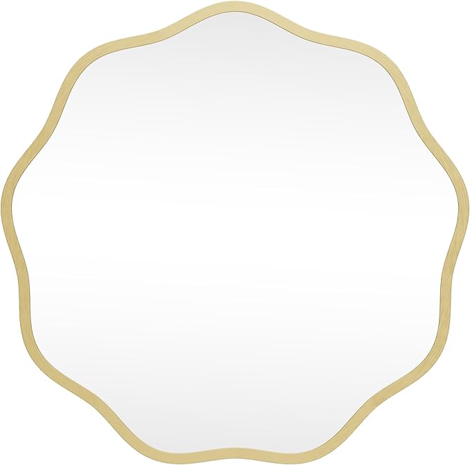 HOMECOOKIN 20 Inch Wavy Round Wall Mirror, Round Wavy Wall Mirror with Aluminum Frame for Bathroom Upgrades, Hotels, Dressing Tables,Farmhouses