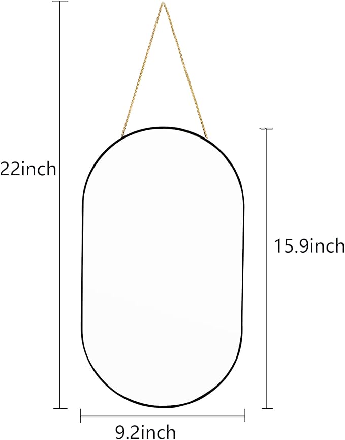 YCHMIR Oval Wall Mirror, Gold, Oval Shape, for Bathrooms and More (Black, 16x9.2 inch)