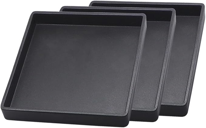 Small Square Tray (5.9 inch) 3 Pack, Durable Black Tray for Desserts & Organization, Lightweight for Coffee, Drinks, Party, Seasoning, Perfume and Display.