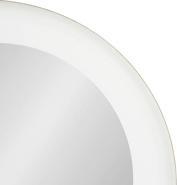 Kate and Laurel Laranya Modern Round Mirror; 22 Inch Diameter; White and Gold; Decorative Circle Mirror with Metal Frame and Glossy Hand Applied Finish