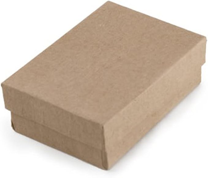 Lot of 50 pcs 3 1/4" x 2 1/4" x 1" Kraft Cotton Filled Jewelry Boxes
