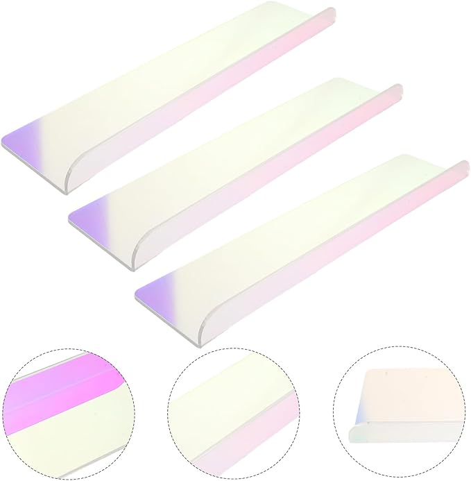 3pcs Acrylic Floating Wall Shelf 15.7"x3.5" Wall Mounted Ledge for Bathroom Utensil Rack, Bedroom Makeup Organizer, Kitchen Storage Display