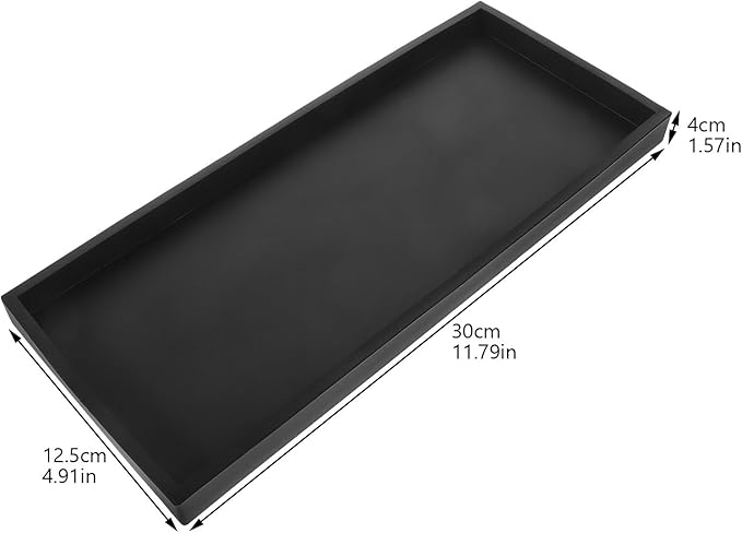 Beavorty Silicone Storage Tray Large Black, Non-Slip Decorative Vanity Organizer for Bathroom Countertop, Kitchen Sink Soap Holder and Jewelry Makeup Holder