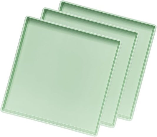 Green Square Tray 11 Inch - 3 Pack Multi-Purpose Organizer Tray for Vanity, Coffee Table, Bathroom Countertop & Ottoman | Decorative Catch-All Tray for Home, Office, Jewelry & Makeup