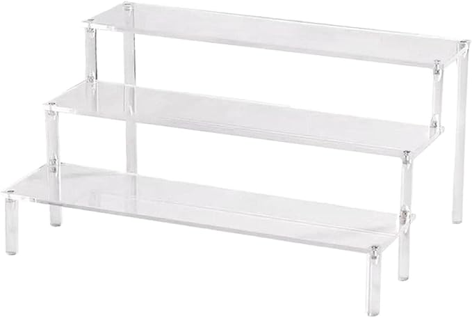 Acrylic Action Figure Display Stand 3 Step Perfume Cupcake Organizer Tray Holder Display Shelf for Makeup Doll - Clear Transparent Toy Model Shelf Risers for - 39.5x27.5x15cm