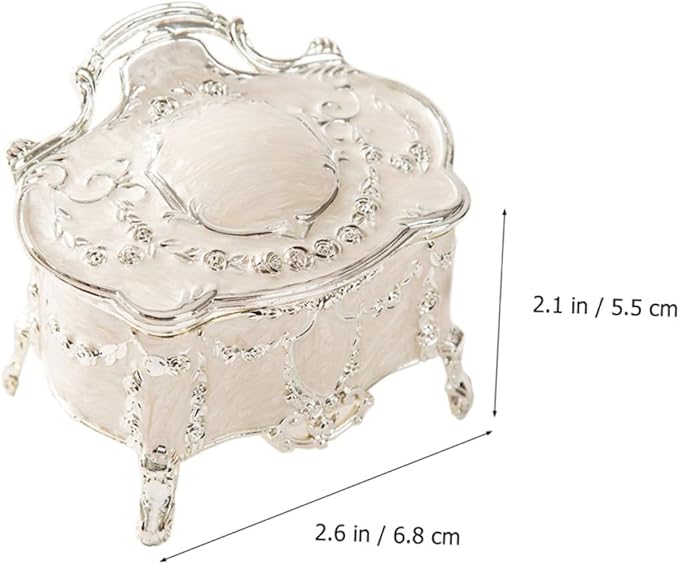 Vintage Jewelry Box European Style Small Trinket Case 6.8x5.3x5.5in Makeup Organizer for Earrings Storage Home Decor