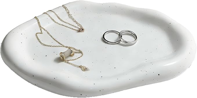 CHENACC Cloud Ceramic Jewelry Tray, Small Decorative Dish for Home Accessories. Perfect Personalized Birthday for Women, Sisters,Girlfriend and Mother, Long Shape