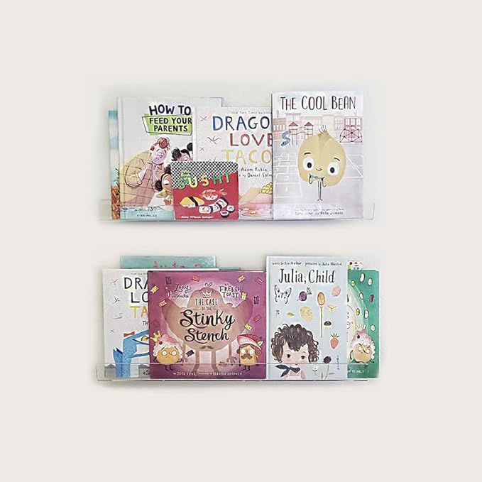 Wall-Mounted Acrylic Shelves Suitable for Wall-Mounted Display Rack Storage Rack Suitable for Children's Bookshelf Room Wall Decoration Bedroom Kitchen Living Room (2, 10”)