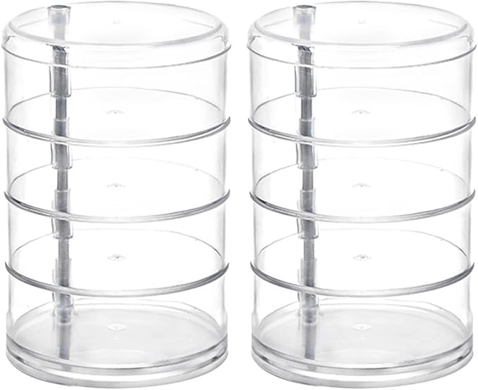 SHERCHPRY 2pcs Plastic Four-layer Rotating Jewelry Storage Box Cosmetic Organizer for Easy Access to Earrings and Items Desktop