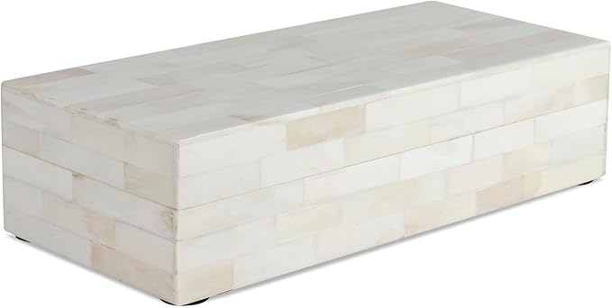 Handicrafts Home Decorative Storage Box with Lid– 10x4.5x2.5” Modern Home Decor Organizer, Memory Box & Jewelry Storage- Decorative Boxes for Living Room & Shelf Decor- Classic Plain- White