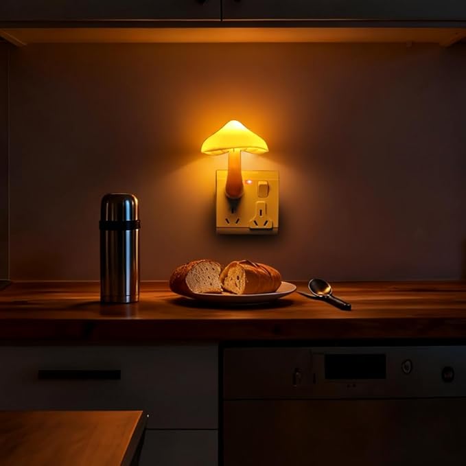 AUSAYE 3 Pack Sensor LED Mushroom Night Light Plug in Lamp Cute Night Lights for Adults Kids NightLight Bedroom,Bathroom,Toilet,Hallway,Stairs,Kitchen,Basement Warm Yellow