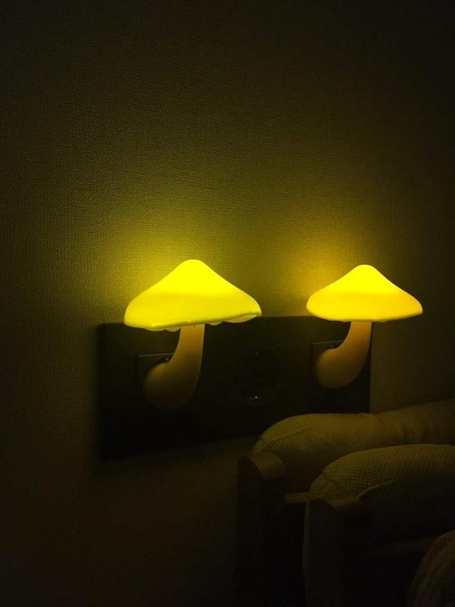 AUSAYE Sensor LED Night Lights for Adults Kids NightLight Cute Mushroom Night Light Plug in Wall Lamps for Bedroom, Bathroom,Toilet, Stairs, Kitchen, Hallway Corridor Warm Yellow