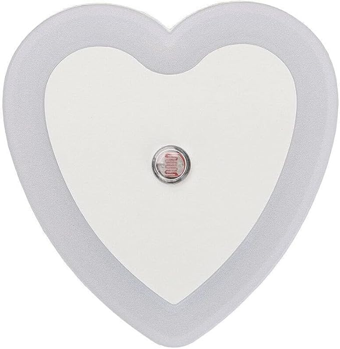 Heart Shaped LED Night Light, 0.5W Plug-in Auto Sensor Control, Wall Light for Bedroom Hallway, Night Lights Heart Decor for Valentine's Day Gifts, Wedding, Party, Room Decor (White)