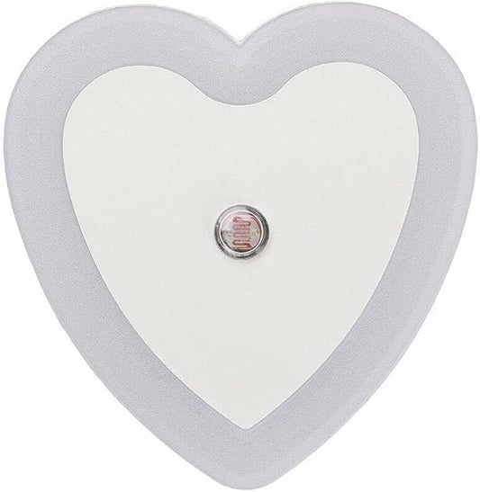 Heart Shaped LED Night Light, 0.5W Plug-in Auto Sensor Control, Wall Light for Bedroom Hallway, Night Lights Heart Decor for Valentine's Day Gifts, Wedding, Party, Room Decor (White)