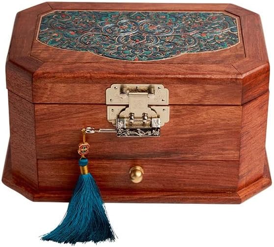 Makeup Organizers Chinese Style Vintage Jewelry Box 3-Layer Storage Box Cosmetic Box Ring Earring Necklace Bracelet Watch Storage Box 10.11 Inches Jewelry Case