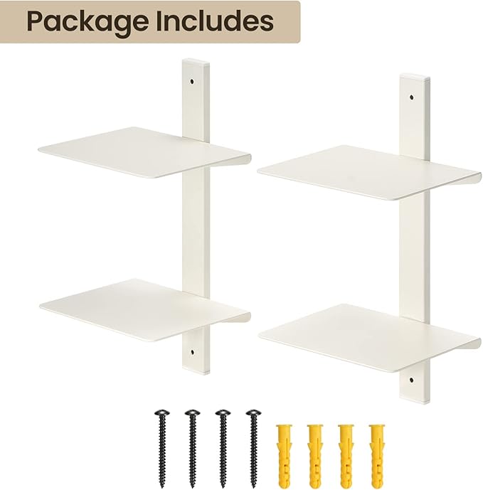 Floating Book Shelves for Wall, 4 Tier Invisible Floating Bookshelf, Vertical Spine Book Tower, Wall Mounted & Space Saving, Heavy Duty Metal Book Organizer for Home Office, 2 Pack White