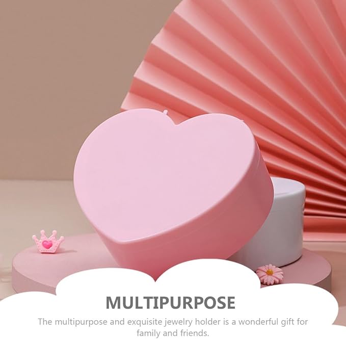 Heart Shape Jewelry Box 5pcs Double Layer Jewelry Case with Mirror Trinket Keepsake Box Makeup Cosmetics Storage Jewelry Organizer for Earring Necklace Bracelet Watch