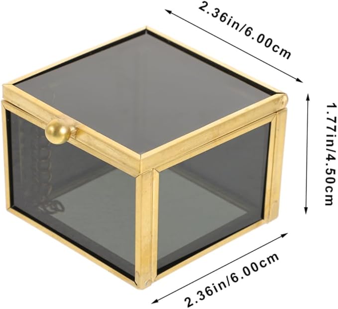 Elegant Square Glass Jewelry Box with Lid Vintage Trinket Holder for Rings and Necklaces Stylish Keepsake Organizer for Makeup and Accessories Decorative Storage