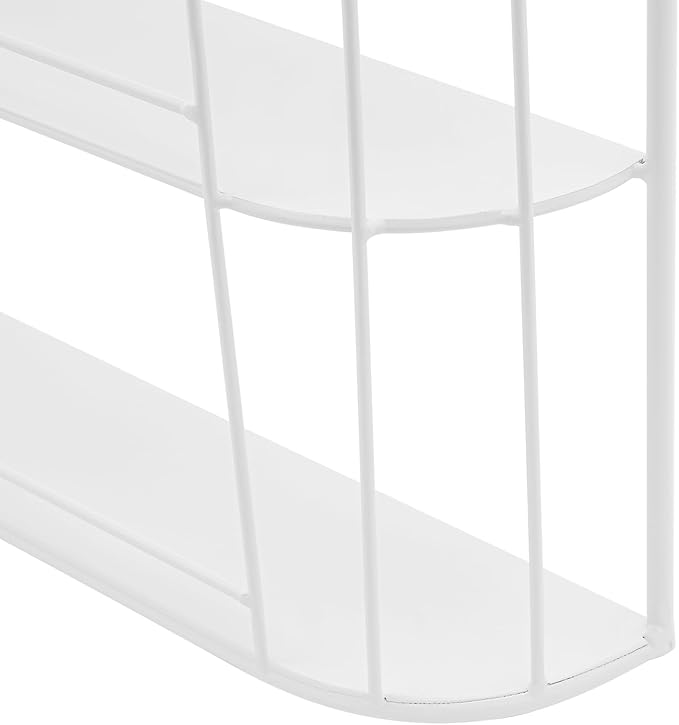 4-Tier Nail Polish Wall Racks 20 * 37 Inch Hold Up to 200 Bottles Birdcage Iron Nail Polish Shelf Organizer Wall Mounted 4 Rows (White)