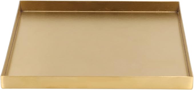 Gold Stainless Steel Decorative Tray Organizer for Bars Restaurants Office, Elegant Jewelry Dish Makeup Organizer for Living Room Bedroom, 8.0x8.0x0.6in