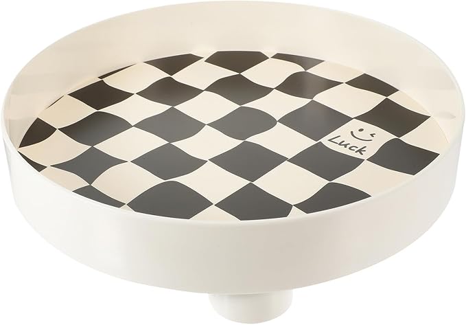 COHEALI Black and White Checkered Jewelry Holder Tray Large Decorative Storage Dish Perfume and Makeup Organizer for Vanity Table and Desktop Décor