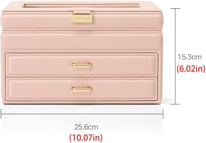 Makeup Organizers Artificial Leather Jewelry Box Drawer Storage Box Ring Earring Necklace Bracelet Watch Storage Box Multilayer Jewelry Box Jewelry Case
