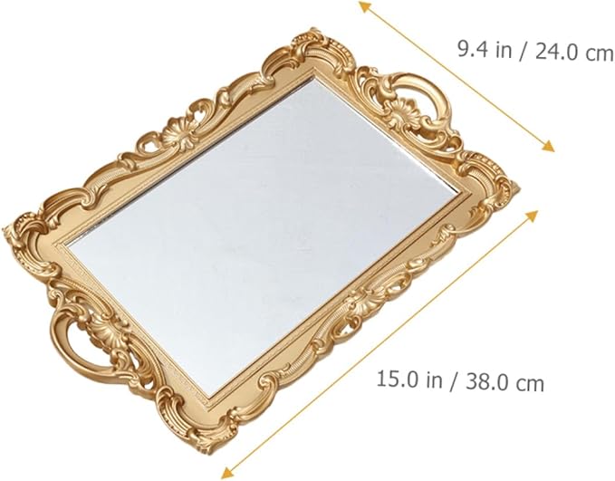 Gadpiparty Decorative Perfume Organizer Mirror Tray for Dresser Makeup Tray for Bedroom Countertop Display