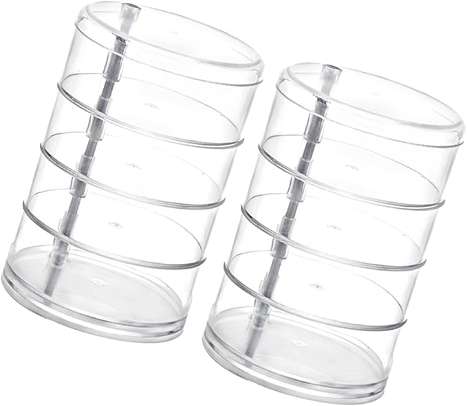 CALLARON 2pcs Circular Rotating Plastic Jewelry Box Four-layer Storage Organizer for Makeup Earrings and Items Desktop for Efficient Organization