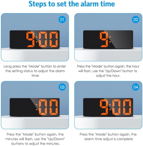 AMIR Digital Alarm Clock, LED Clock for Bedroom, Electronic Desktop Clock with Temperature Display, Adjustable Brightness, Voice Control, 12/24H, 6.3" Large Display for Home, Bedroom, Office