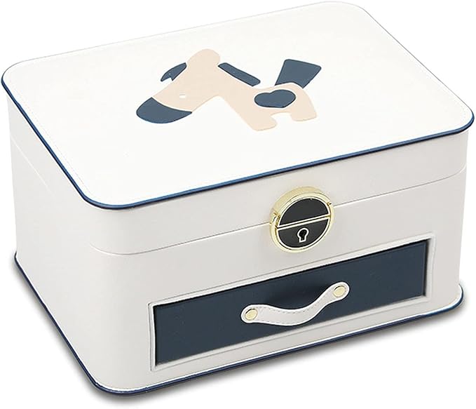 Jewelry storage box Makeup Organizers Jewelry Box,Jewelry Box for Women Leather Jewelry Organizer Two Layers with Lock Display for Earrings Bracelets Rings Watches Jewelry Case (B)