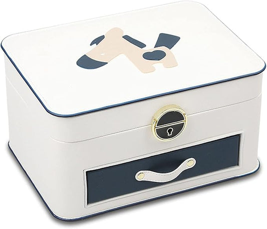 Jewelry storage box Makeup Organizers Jewelry Box,Jewelry Box for Women Leather Jewelry Organizer Two Layers with Lock Display for Earrings Bracelets Rings Watches Jewelry Case (B)