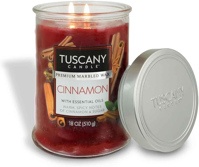 Tuscany Candle Cinnamon Long-Lasting Scented Jar Candle, 18 oz