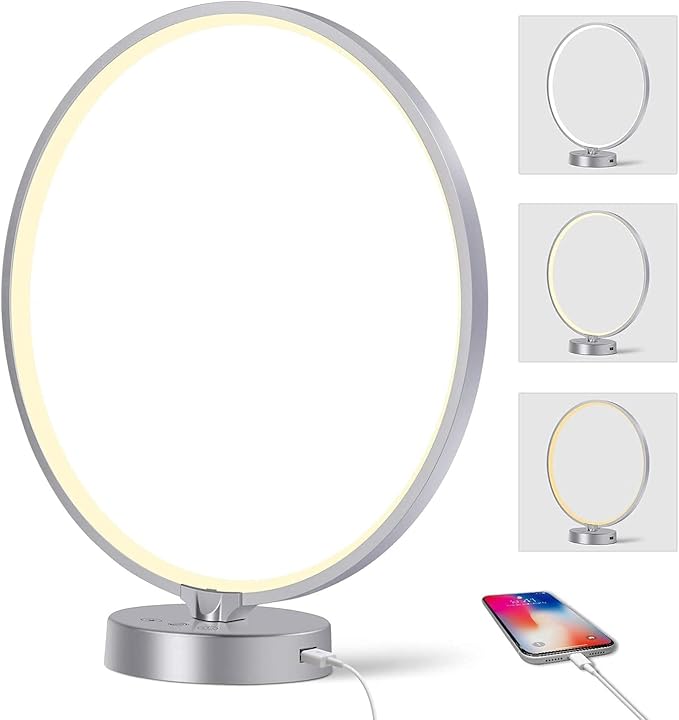 Doraubia Light Therapy Lamp - 2 in 1 Desk Lamp 10000 Lux Sun Lamp with Dual Controls, 4 Timer, Dimmable, 3 Color Temperatures - Artificial Sunlight Happy Light Box
