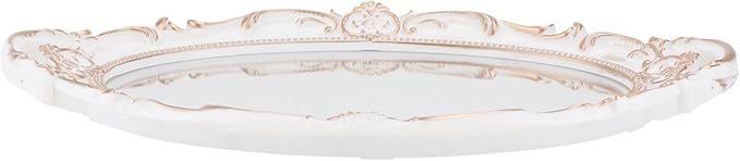 BESPORTBLE Oval Vintage Decorative Mirror Tray with Handles French Style Makeup Organizer and Jewelry Dresser Serving Tray Elegant Ellipse Shape for Vanity Display and Dessert Presentation