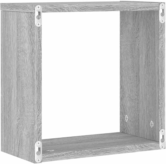 vidaXL Modern Wall Cube Shelves Set of 2 Gray Sonoma 11.8X5.9X11.8 in Storage Floating Mounted for Living Room and Office Display Shelf Organizer Hanging Bookshelf