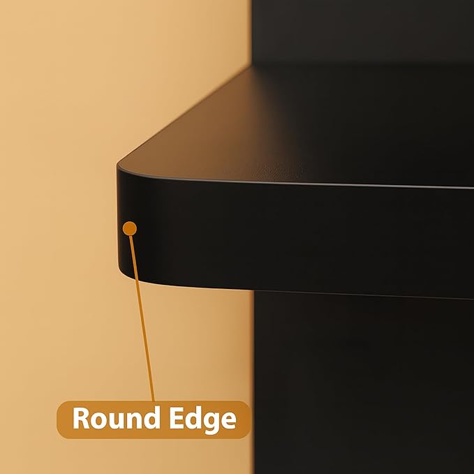 LitaEther Versatile 4 Tier Wall Shelf Unit,Black Lack Wall Shelf,Display Floating Shelf with Round Edge