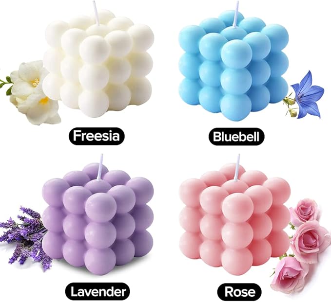 Scented Bubble Cube Candles, Candles for Home Decor Scented, 5.4 oz Soy Wax Aromatherapy Candle, Aesthetic Room Decor Cute Danish Pastel Large Decorative Shaped Candles Gifts - Lavender(Purple)