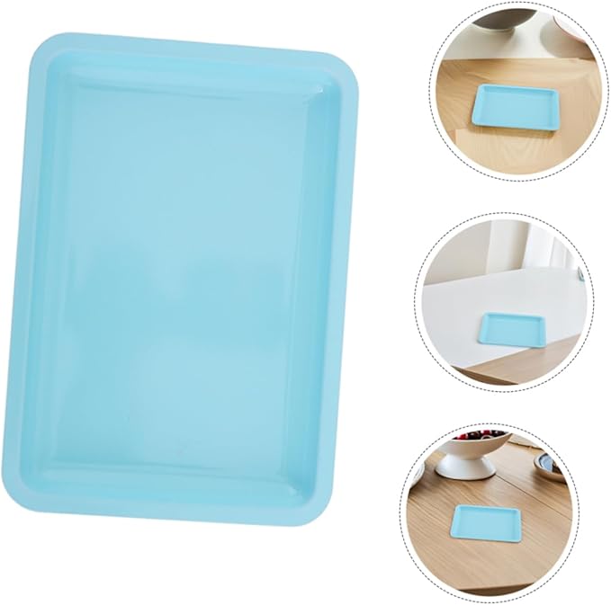 Ipetboom 2pcs Blue Stainless Steel Makeup Organizer Tray Decorative Jewelry Dish for Vanity Small Trinket Storage Plate for Home Easy to Clean Metal Serving Tray