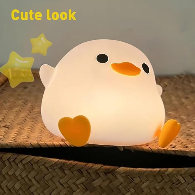 IFTHFOUR DoDo Duck Night Light, LED Cute Silicone Dimmable Nursery Lamp, Rechargeable USB-C Bedside Touch Sensor Lamp, RGB & Warm White Light for Kids, Bedrooms, Dorm Decor, and Gift Ideas(Charging)